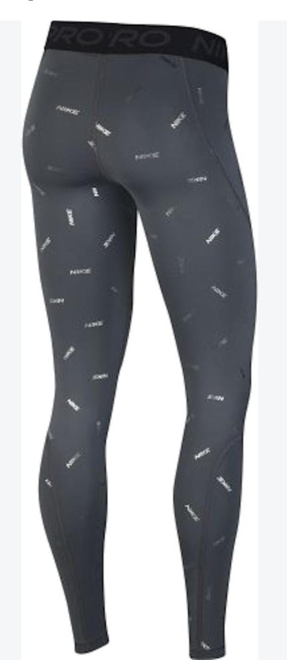 5834)Nike PRO Women Toss Foil Print Gray Training Tights Small
